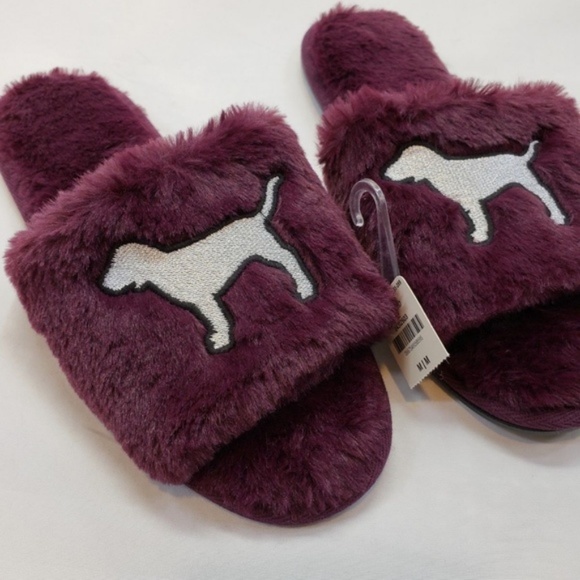 Victoria's Secret PINK Faux Fur Slippers M ~ CX16 - Picture 4 of 7